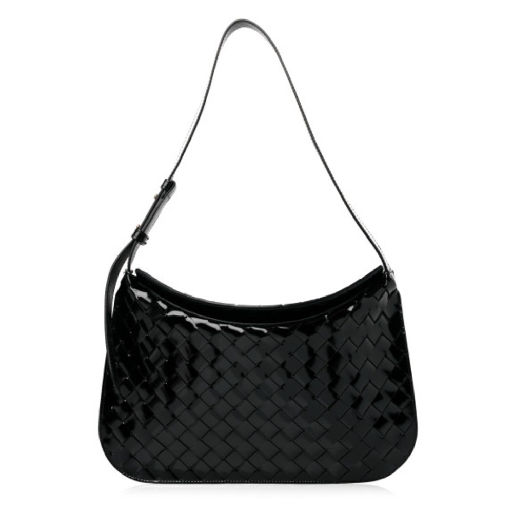 Bottega Veneta Patent Leather Intrecciato Shoulder Bag